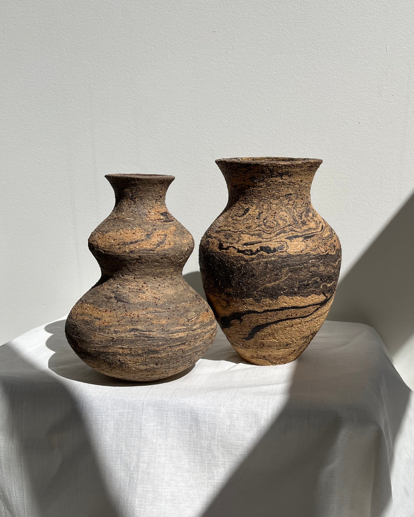 Fluted Vase -Dark Marble