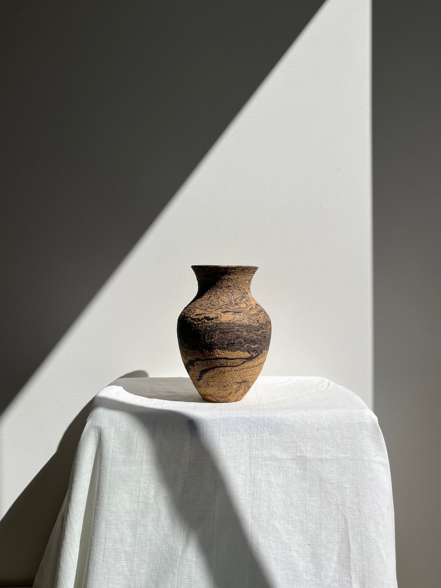 Fluted Vase -Dark Marble