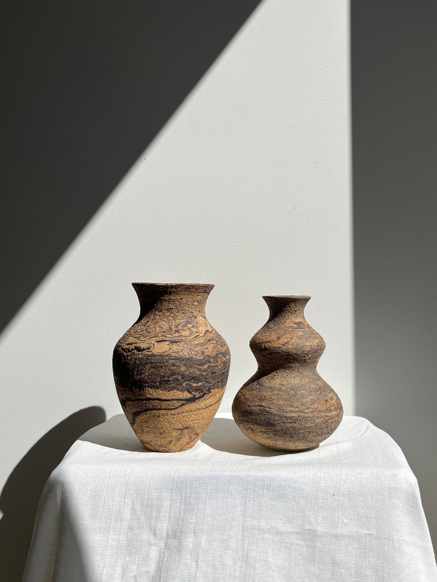 Fluted Vase -Dark Marble
