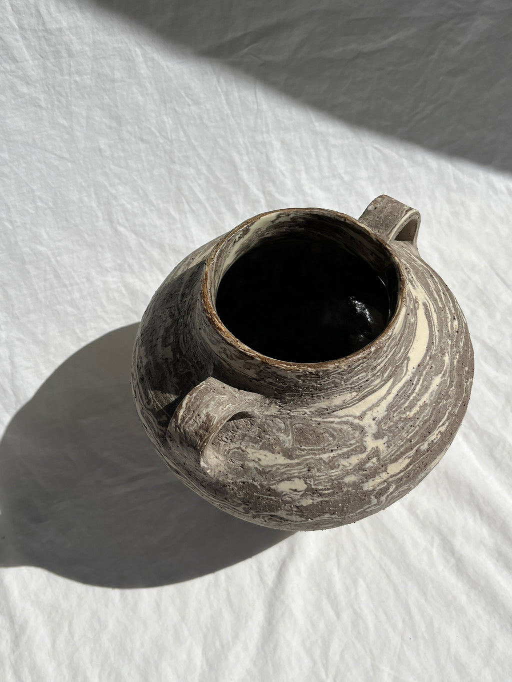 Handled Pot - Grey Marble