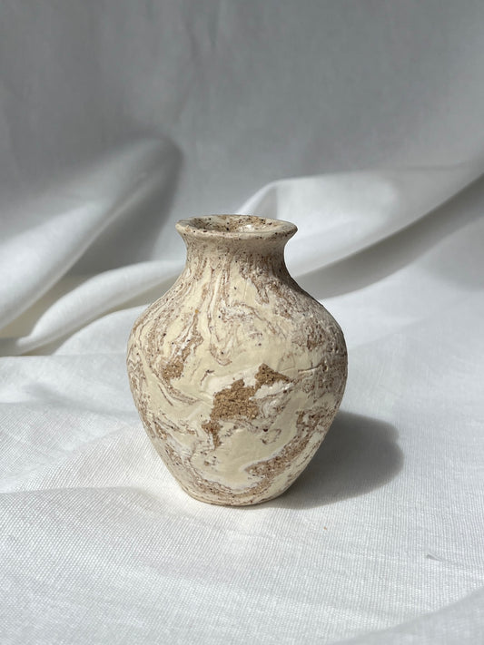 Bud Vase- Beige Fluted