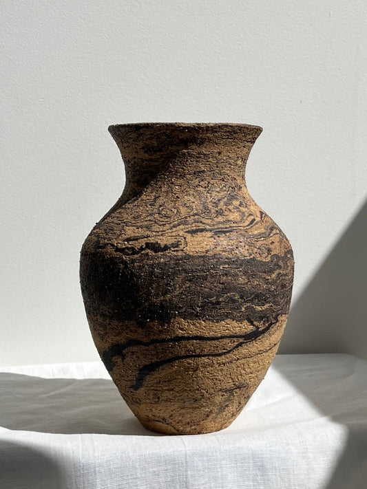 Fluted Vase -Dark Marble