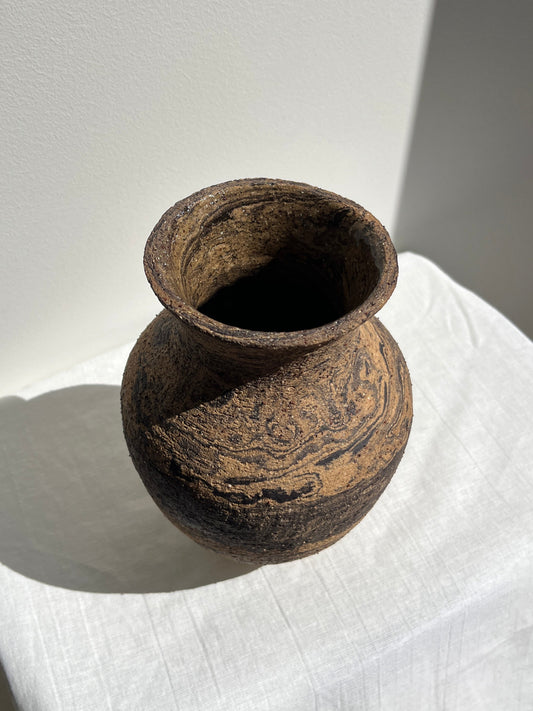 Fluted Vase -Dark Marble