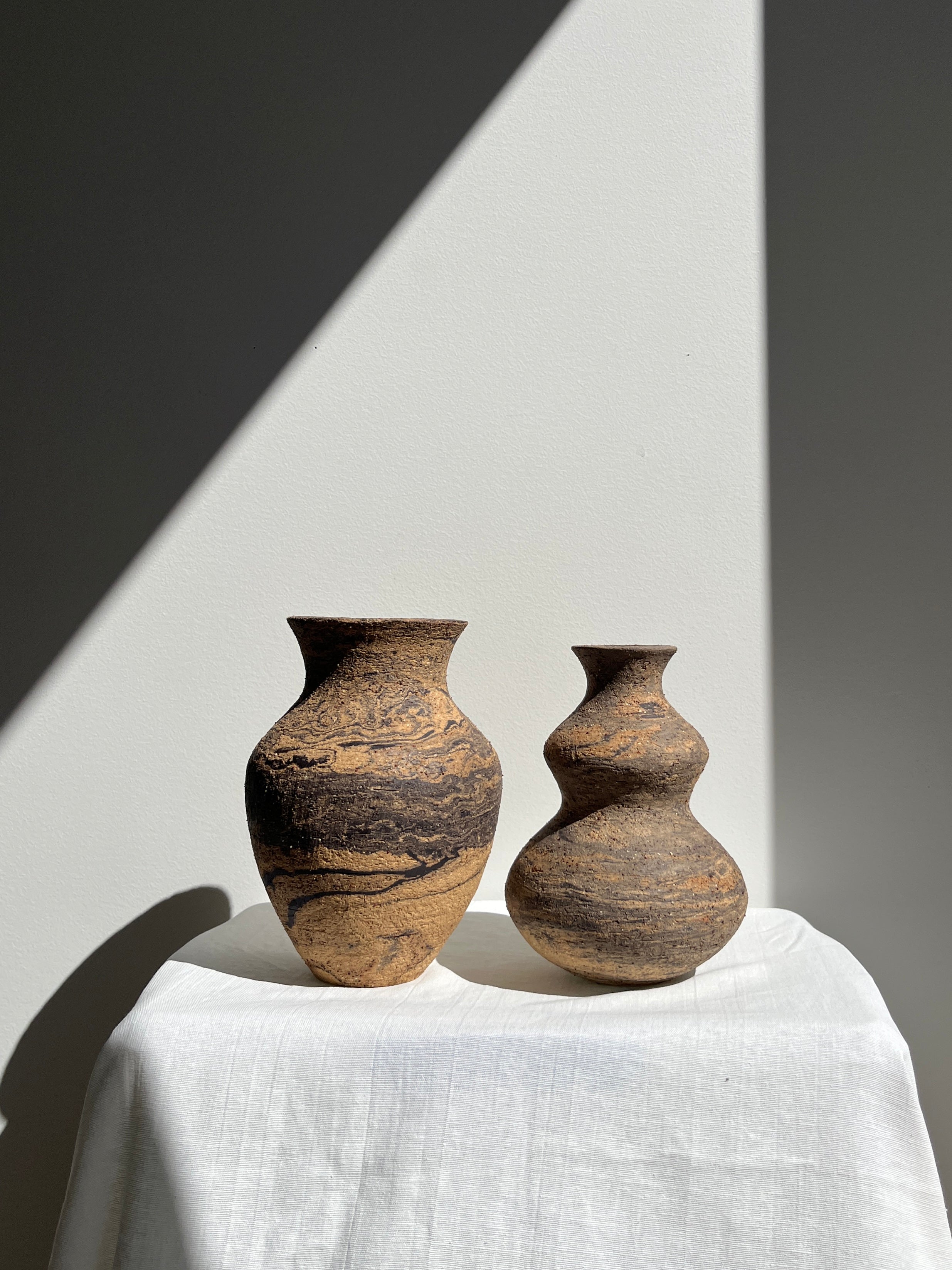 Fluted Vase -Dark Marble